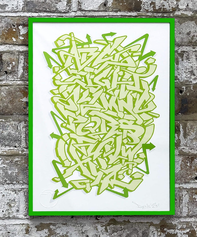 Green Graffiti Alphabet - Signed Fine Art Print on Museum Heritage Paper