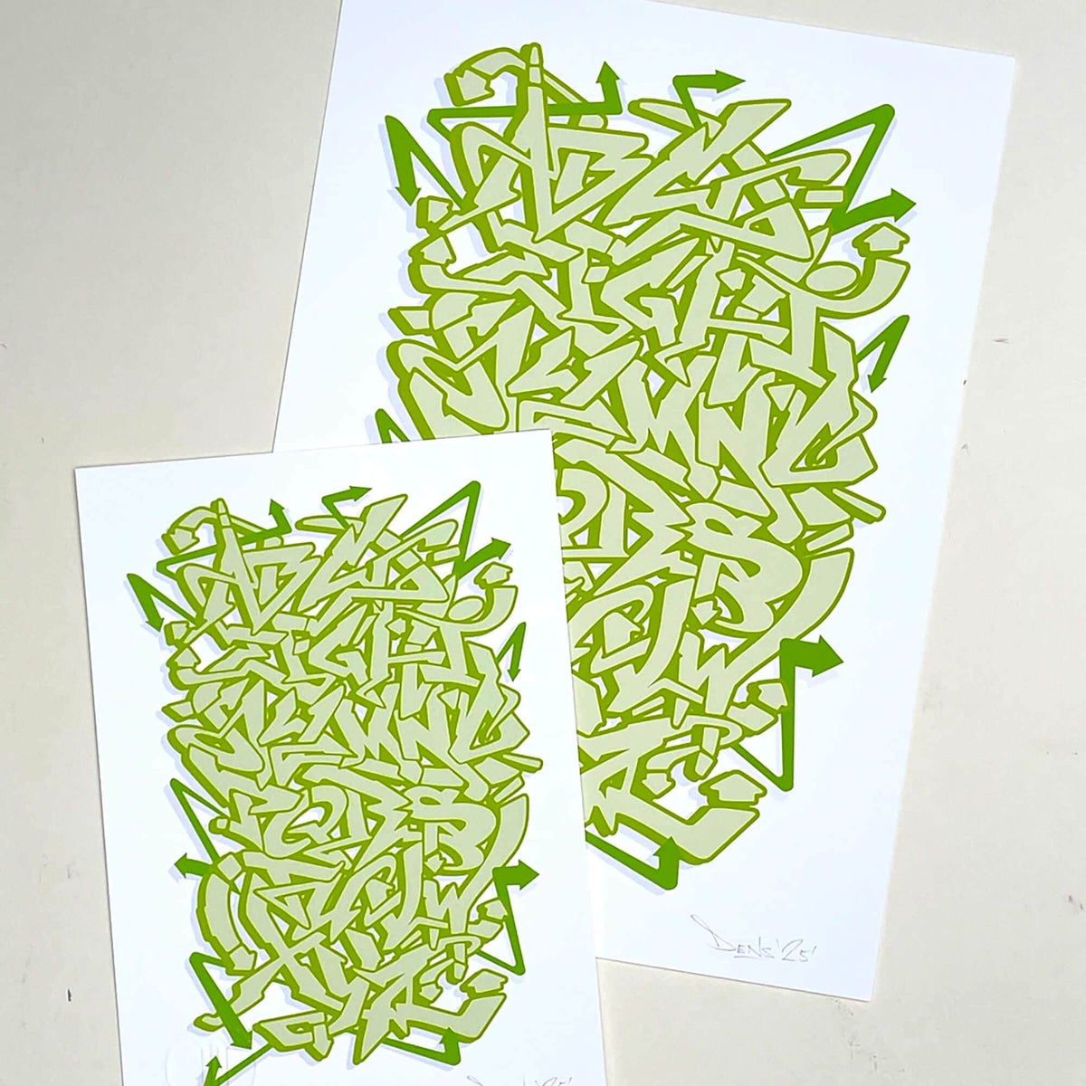 Green Graffiti Alphabet - Signed Fine Art Print on Museum Heritage Paper
