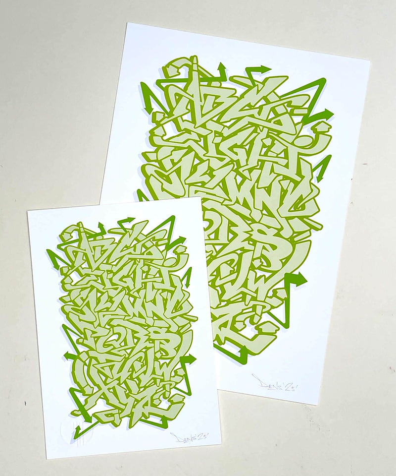 Green Graffiti Alphabet - Signed Fine Art Print on Museum Heritage Paper