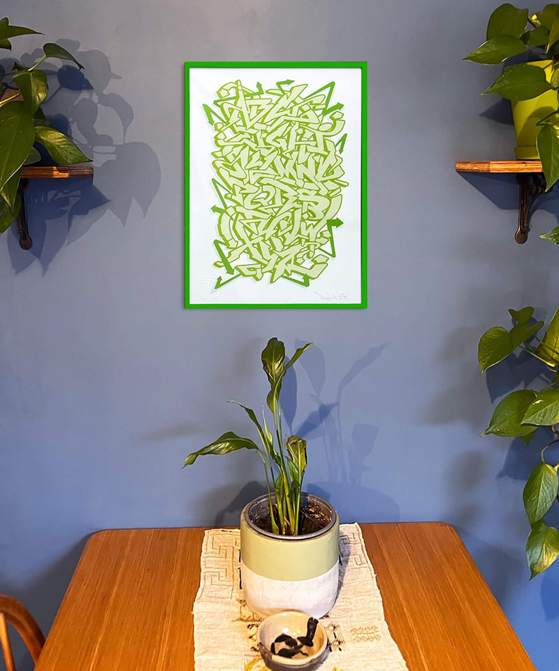 Green Graffiti Alphabet - Signed Fine Art Print on Museum Heritage Paper