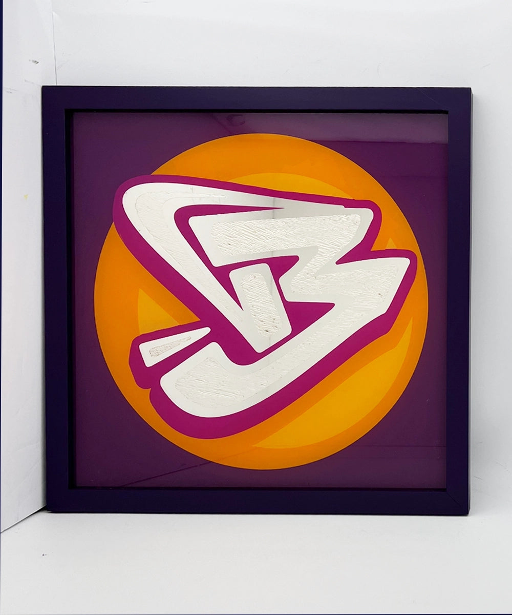 B Graffiti Letter  Gold Leaf Glass