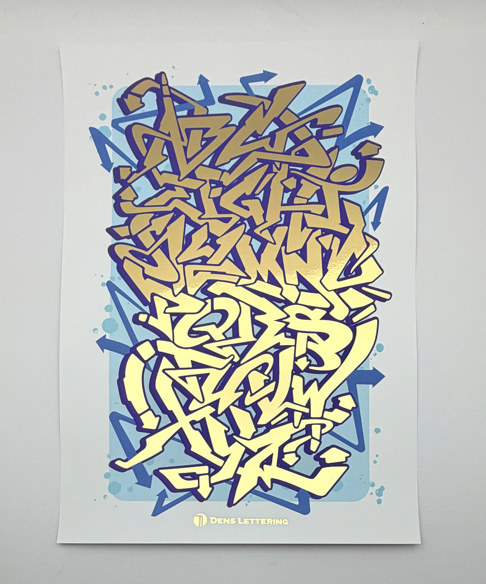 Graphic print, gold foil print, typography print, graffiti print