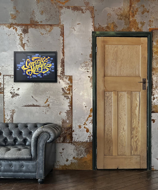 Concrete Jungle Gold Leaf on Glass