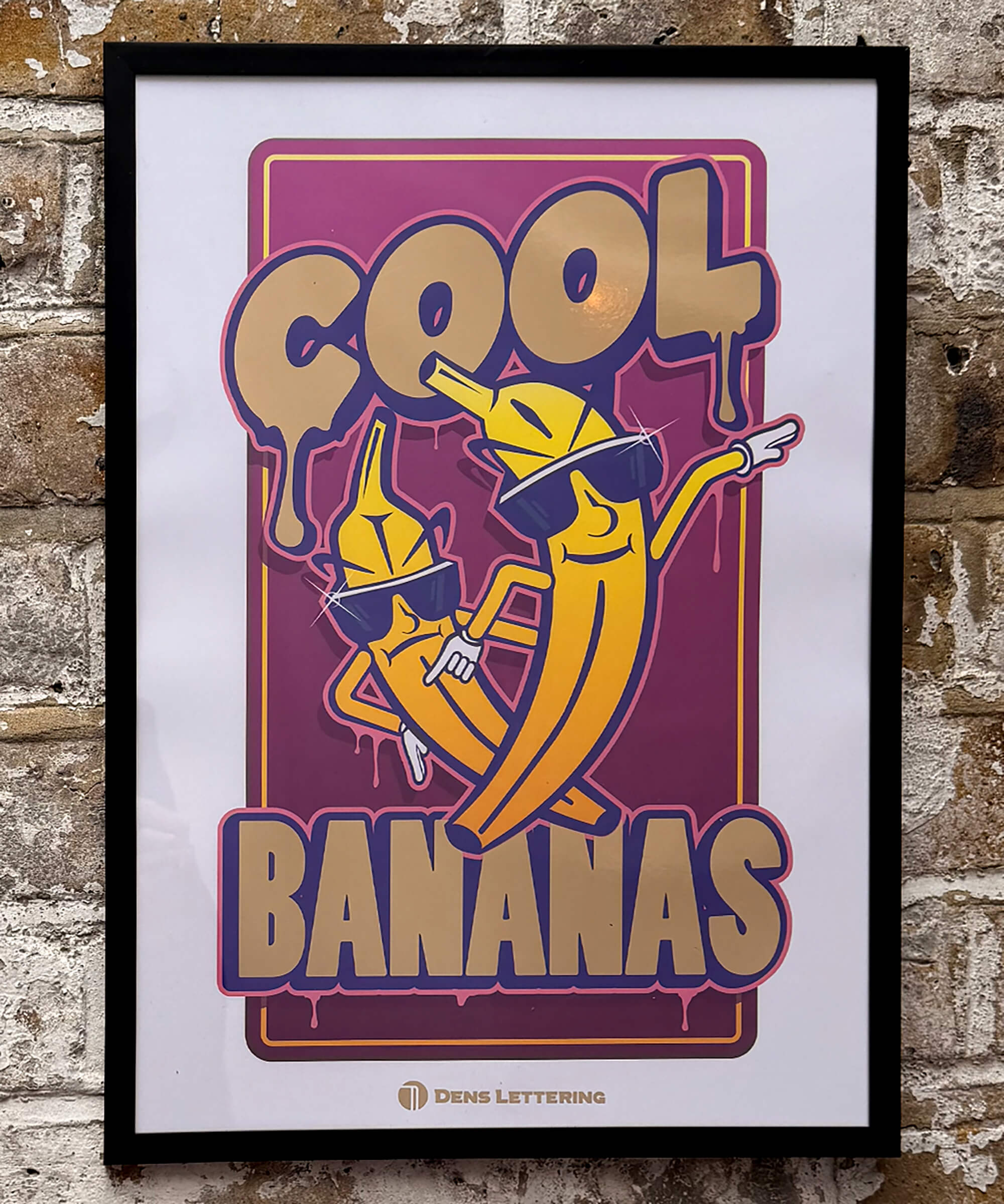 Cool Bananas - Metallic Gold Foil Print – Dens Lettering