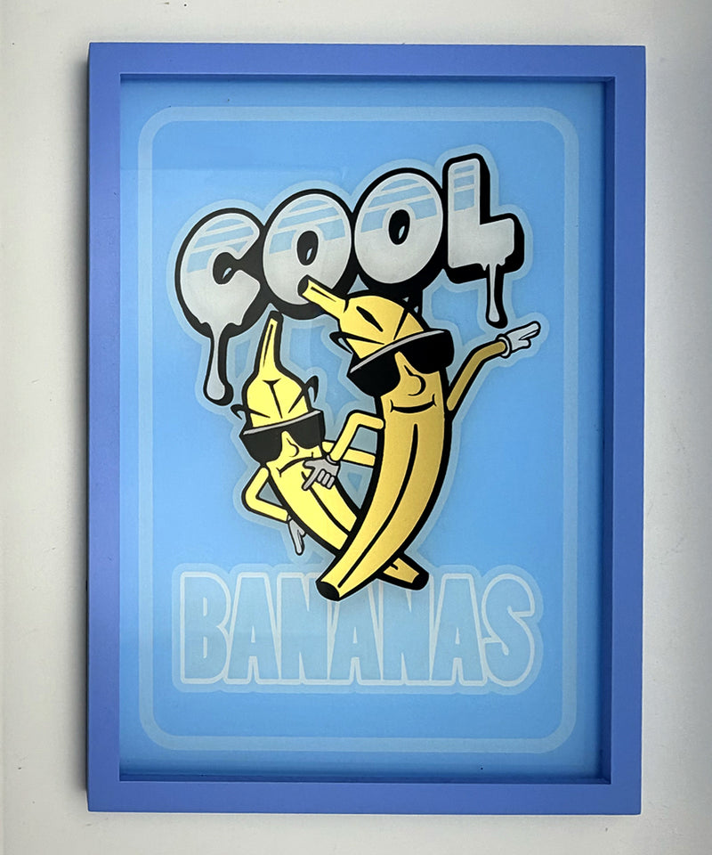 Cool Bananas - Gold Leaf Glass Artwork (Framed)