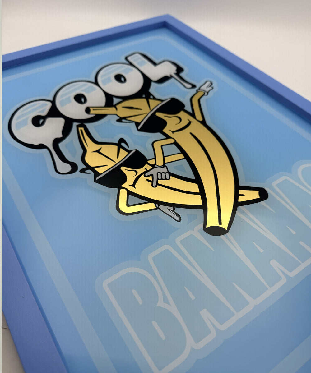 Cool Bananas - Gold Leaf Glass Artwork (Framed)