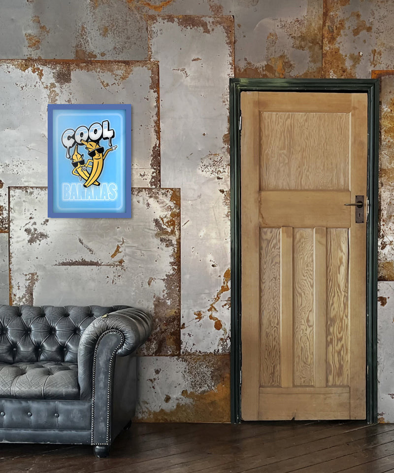 Cool Bananas - Gold Leaf Glass Artwork (Framed)