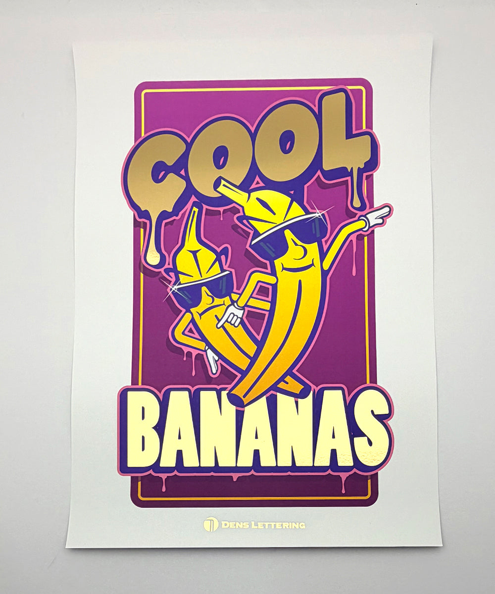 Cool Bananas - Metallic Gold Foil Print – Dens Lettering