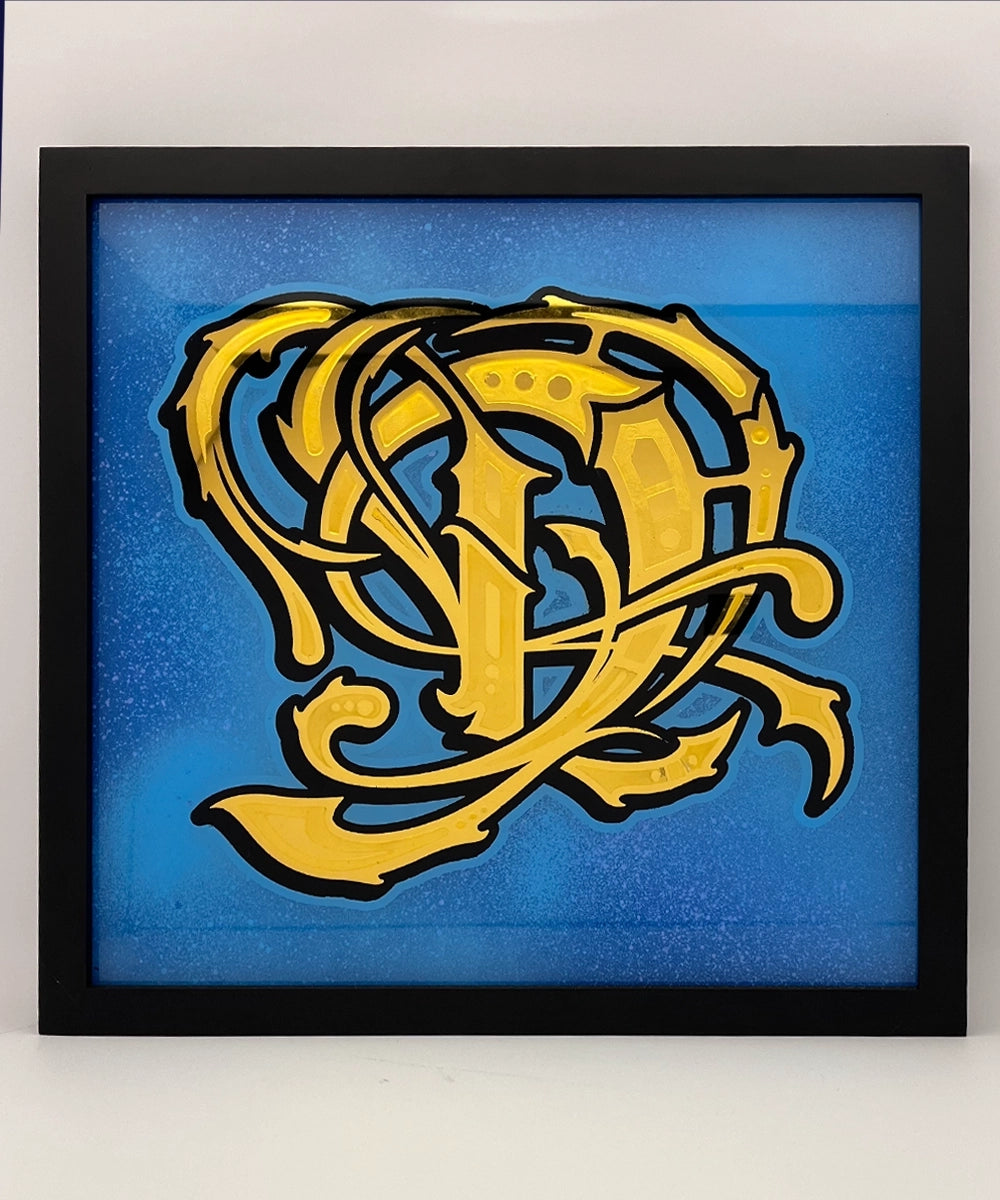 D Graffiti Letter  Gold  Leaf Glass