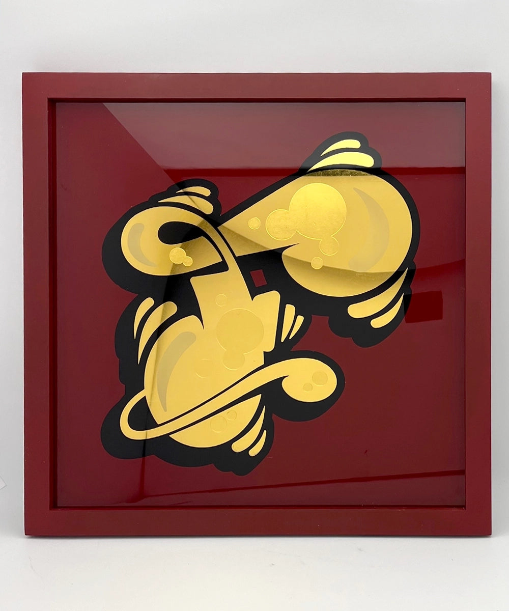 Graffiti F gold Leaf Glass