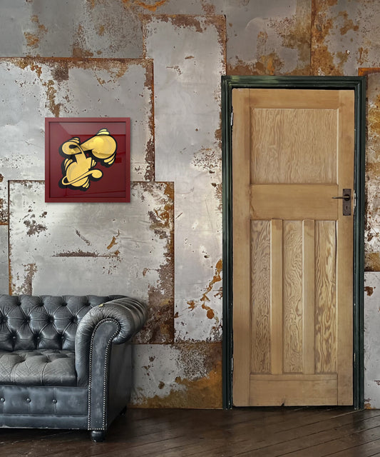 Graffiti F gold Leaf Glass