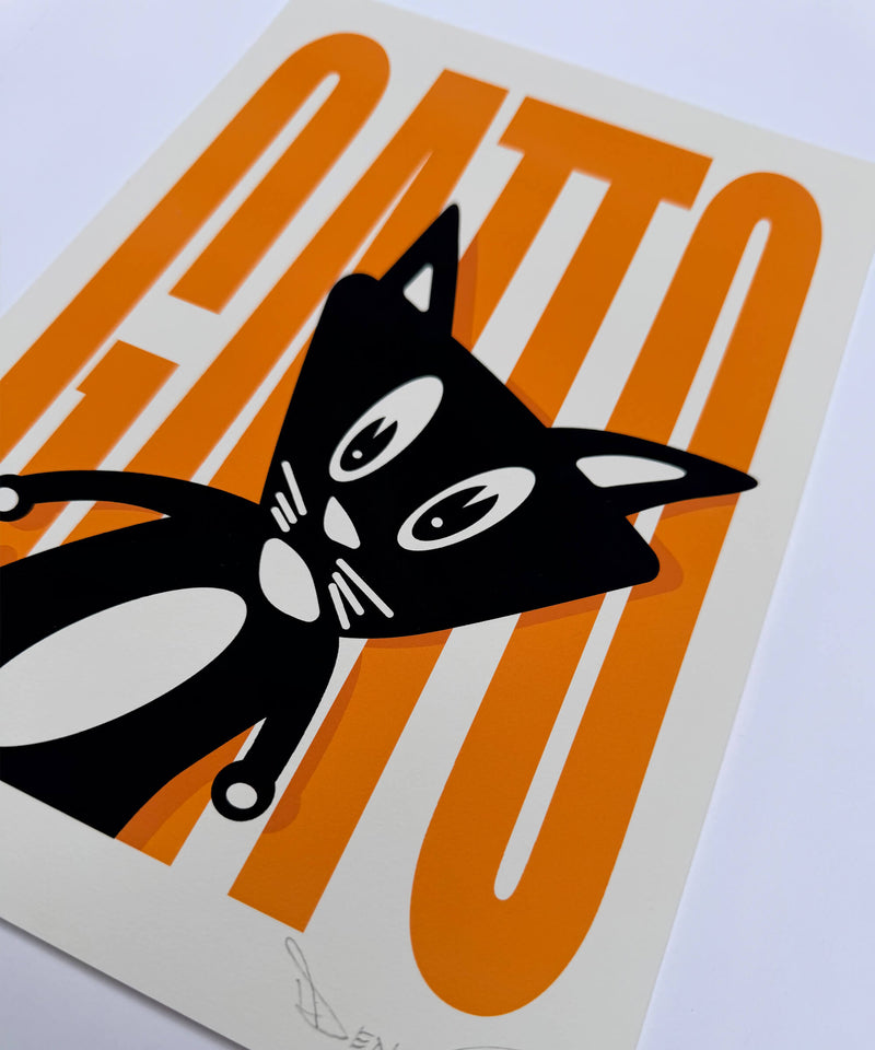 Gatto (Cat) - Signed Fine Art Print on Museum Heritage Paper