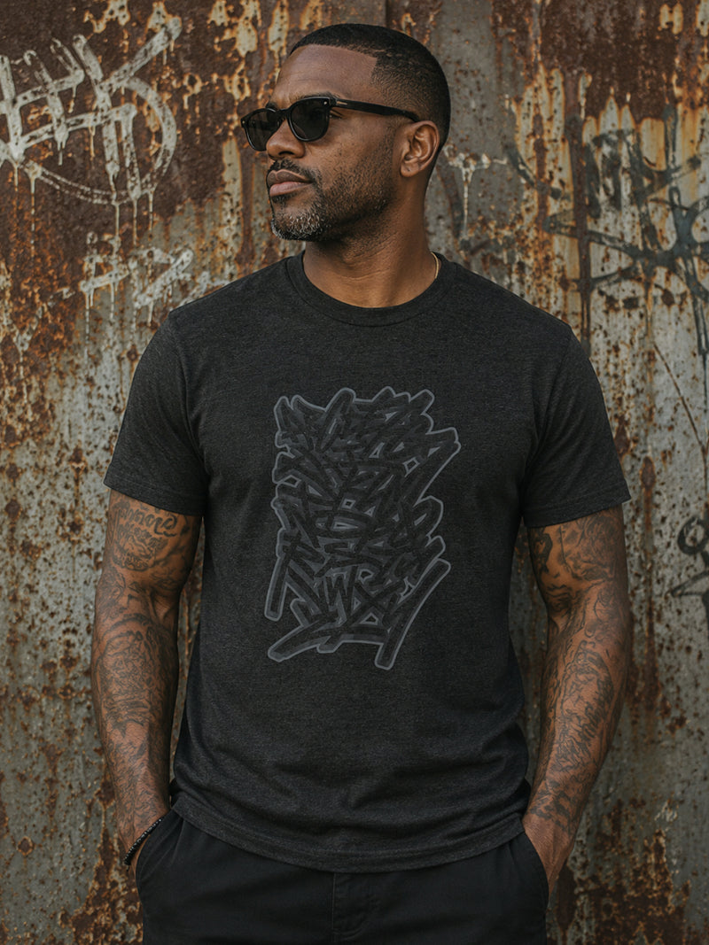 Graffiti Alphabet Dark Heather Grey Graphic Tee