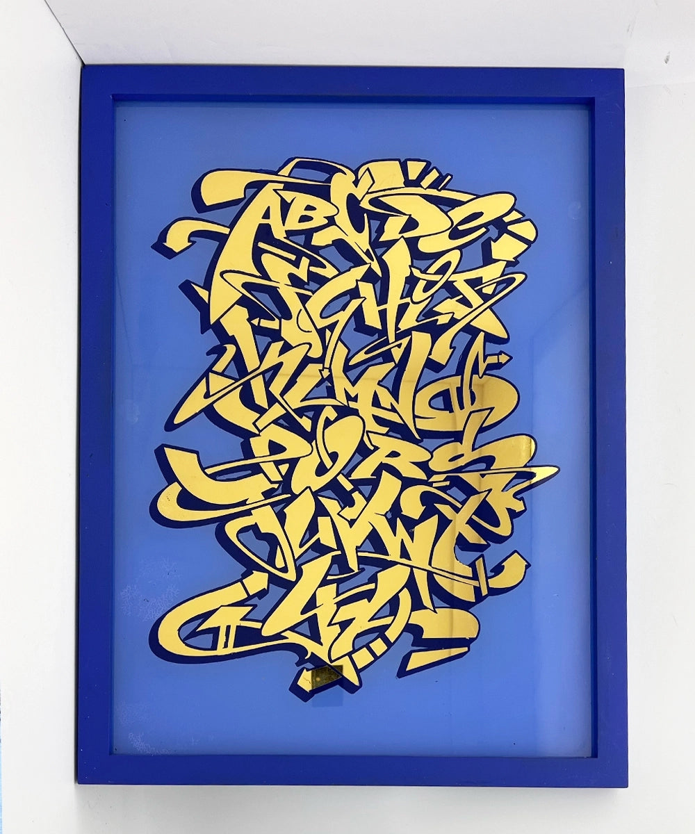 Graffiti Alphabet gold Leaf Glass
