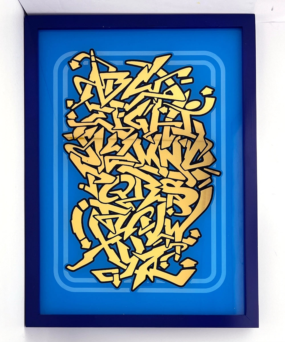 Graffiti Alphabet gold Leaf Glass
