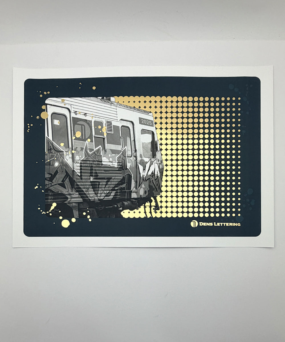 Graphic print, gold foil print, typography print, graffiti print