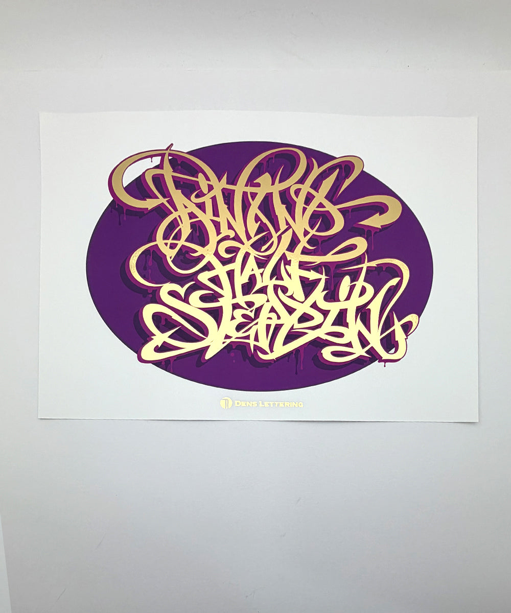 Graphic print, gold foil print, typography print, graffiti print