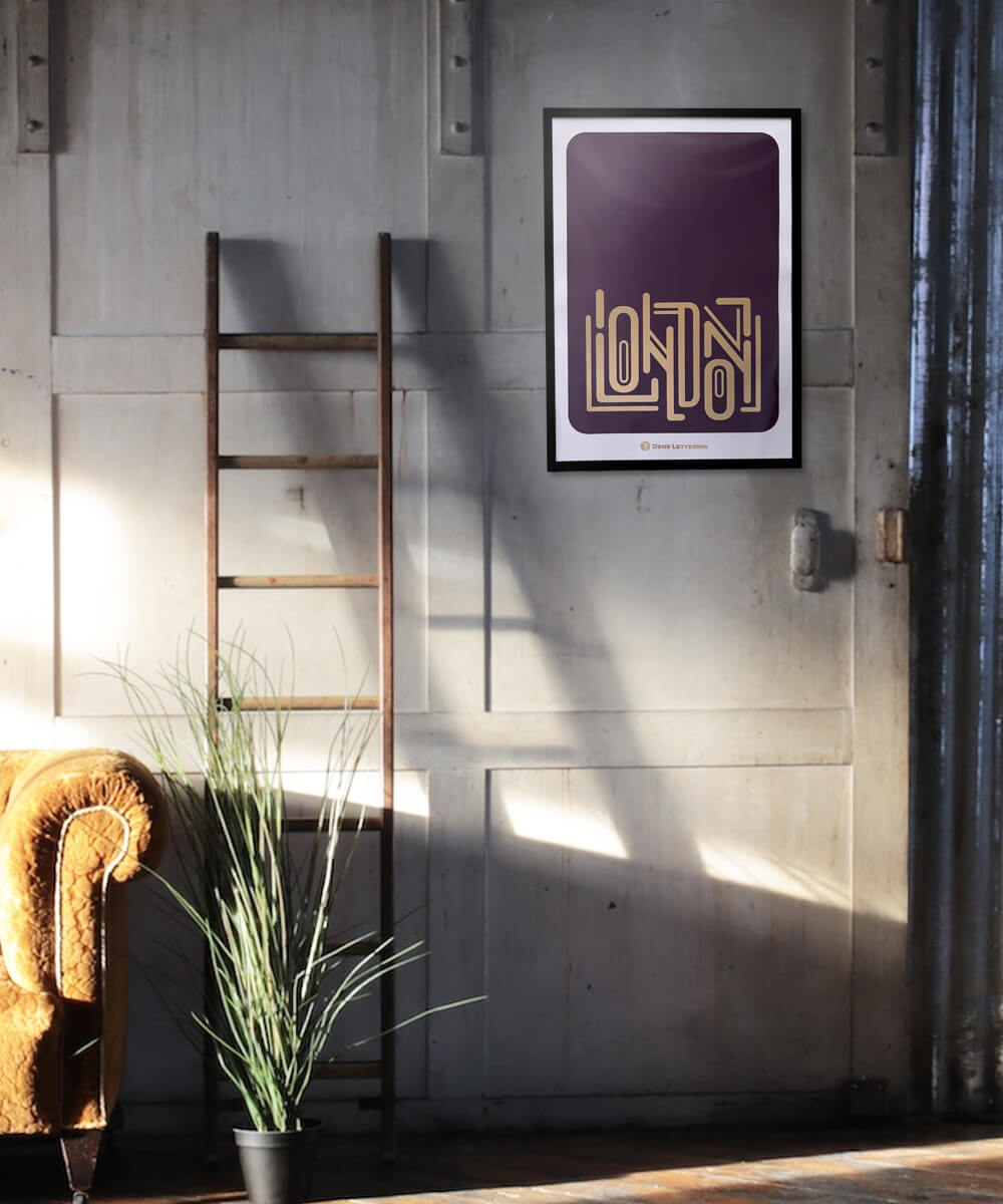 London - Metallic Gold Foil Print – Dens Lettering
