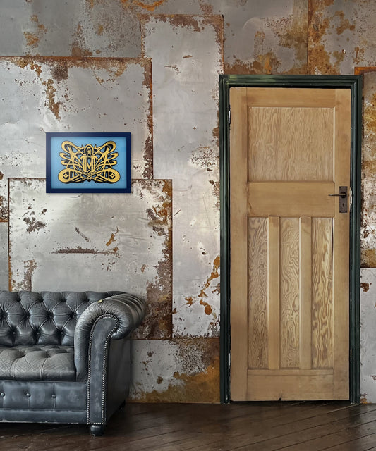 M letter gold Leaf Glass