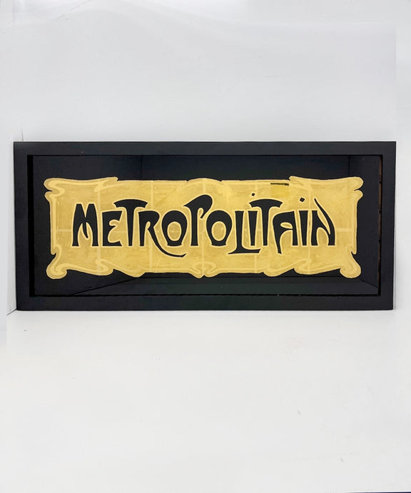 Metropolitan gold Leaf Glass, French metro sign
