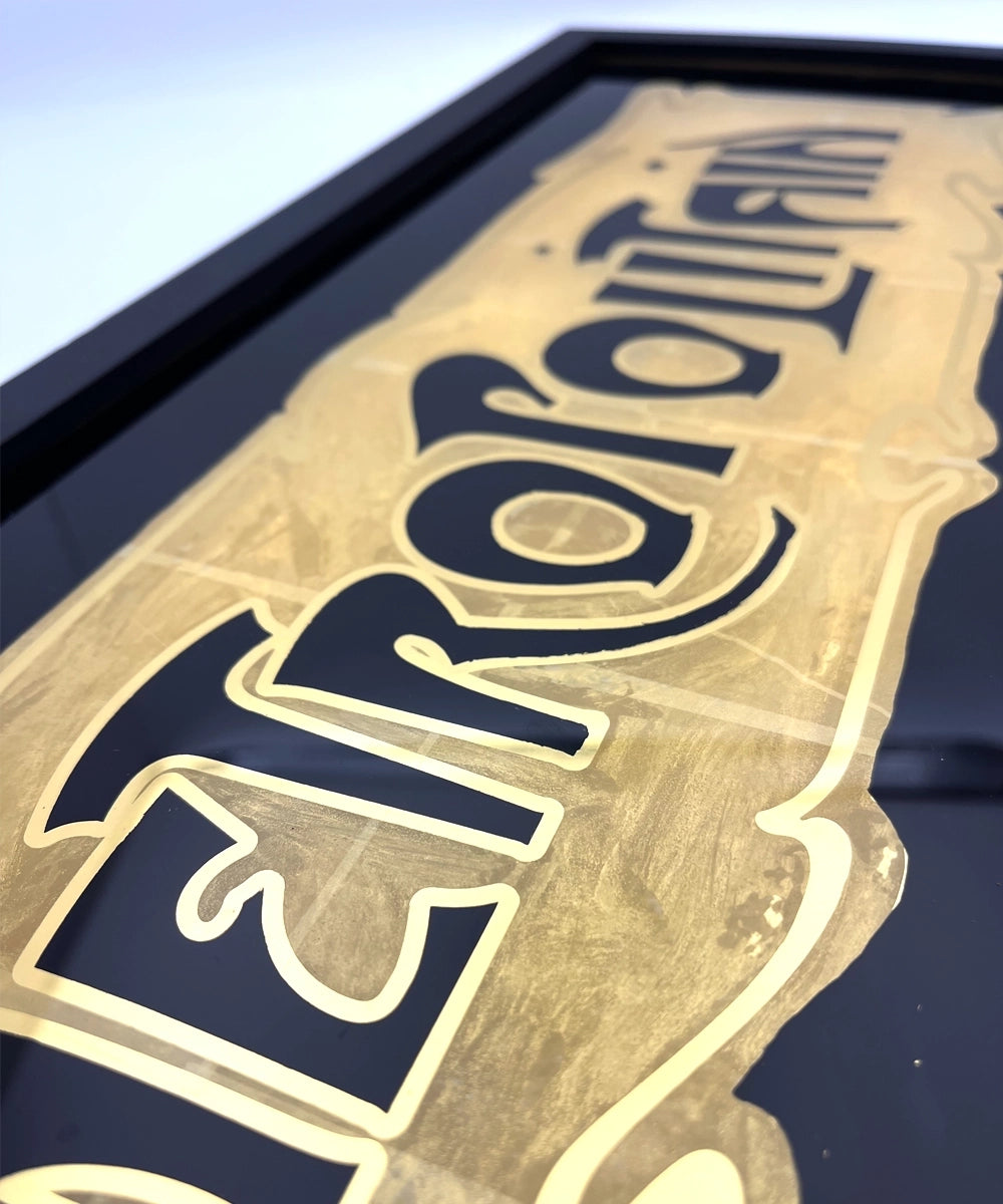 Metropolitan gold Leaf Glass, French metro sign
