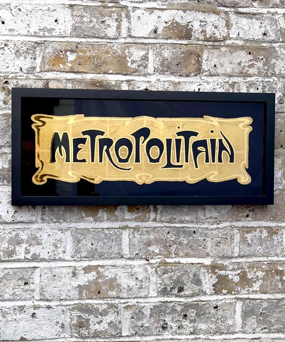 Metropolitan gold Leaf Glass, French metro sign