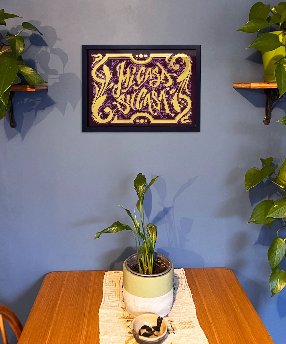 Mi Casa Su Casa, gold Leaf Glass