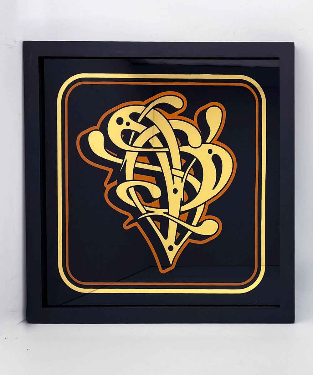 Graffiti P Gold Leaf Glass
