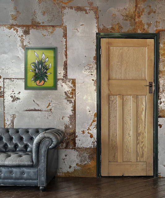 Peace Lilly Gold Leaf on Glass