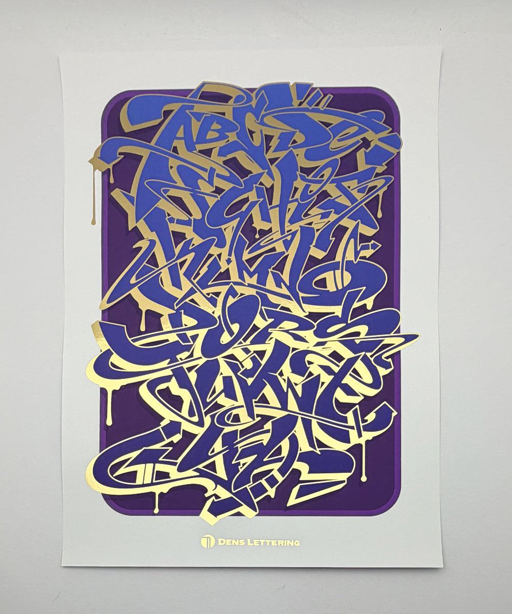 Graphic print, gold foil print, typography print, graffiti print