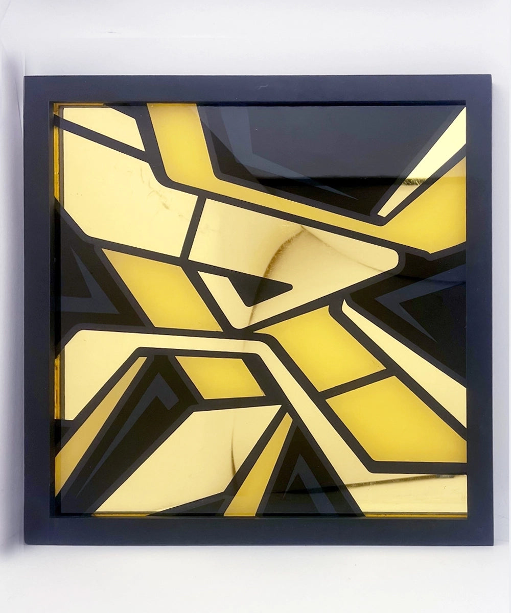 Graffiti R Gold Leaf on Glass