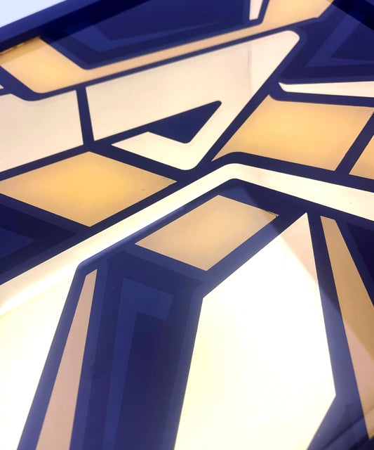 Graffiti R Gold Leaf on Glass