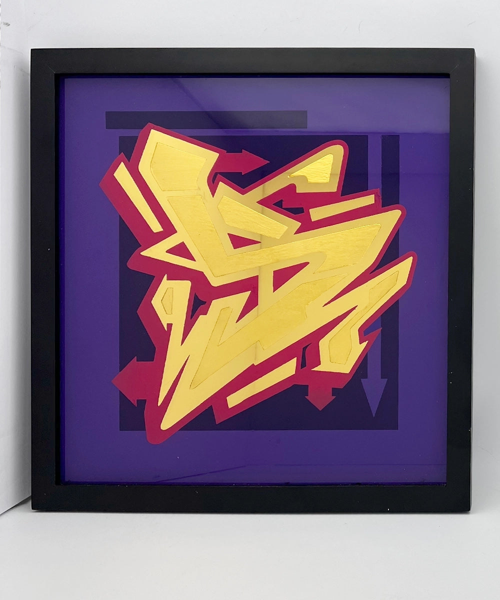 Graffiti S Gold Leaf on Glass