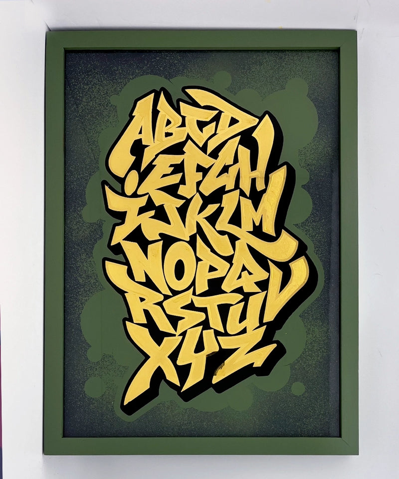 Graffiti Alphabet Gold Leaf Glass