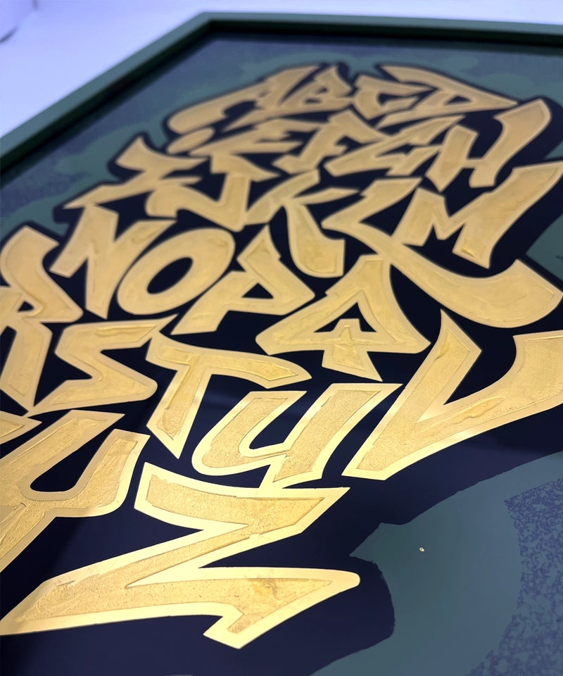 Graffiti Alphabet Gold Leaf Glass