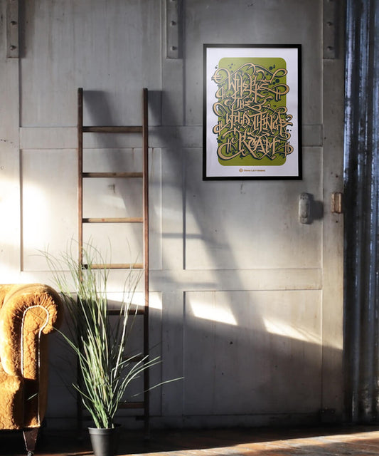 Graphic print, gold foil print, typography print, graffiti print