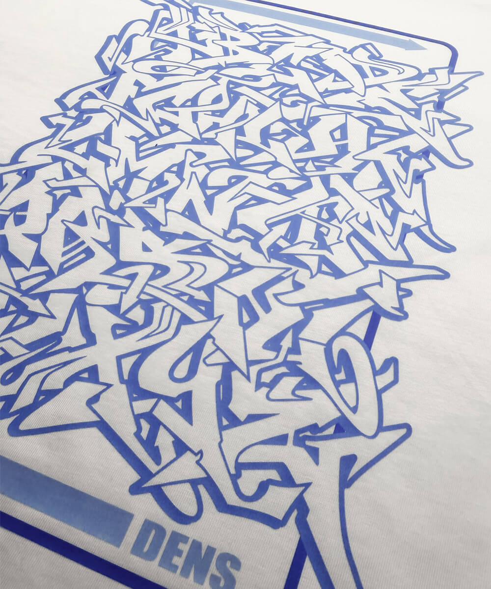 Widstyle Graffiti Alphabet - Blue on White T-shirt