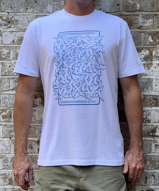 Widstyle Graffiti Alphabet - Blue on White T-shirt