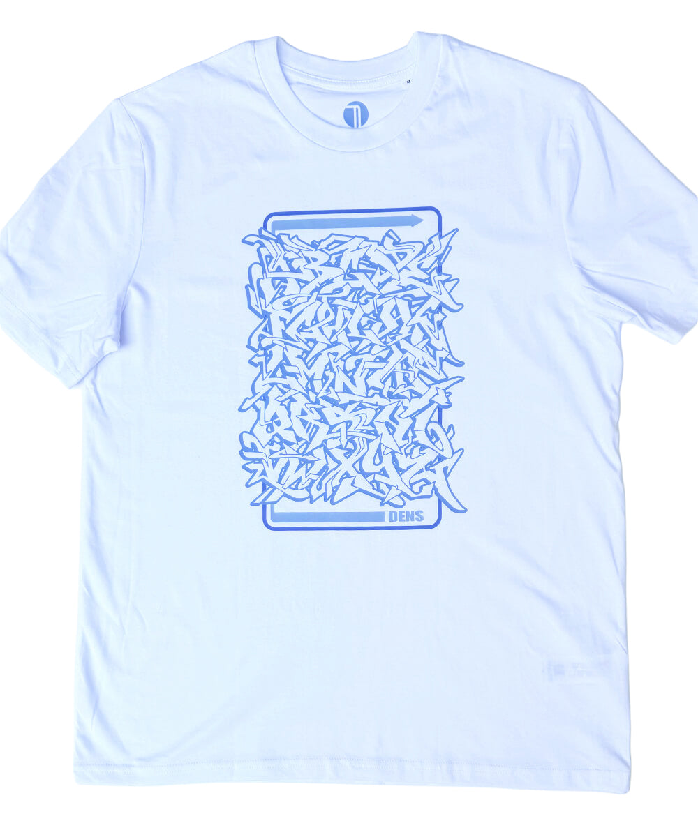Widstyle Graffiti Alphabet - Blue on White T-shirt