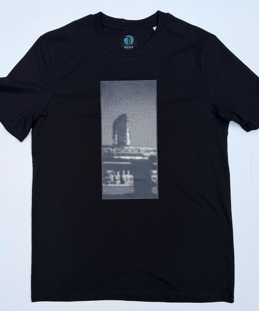 train skyline tshirt, pixelated tee