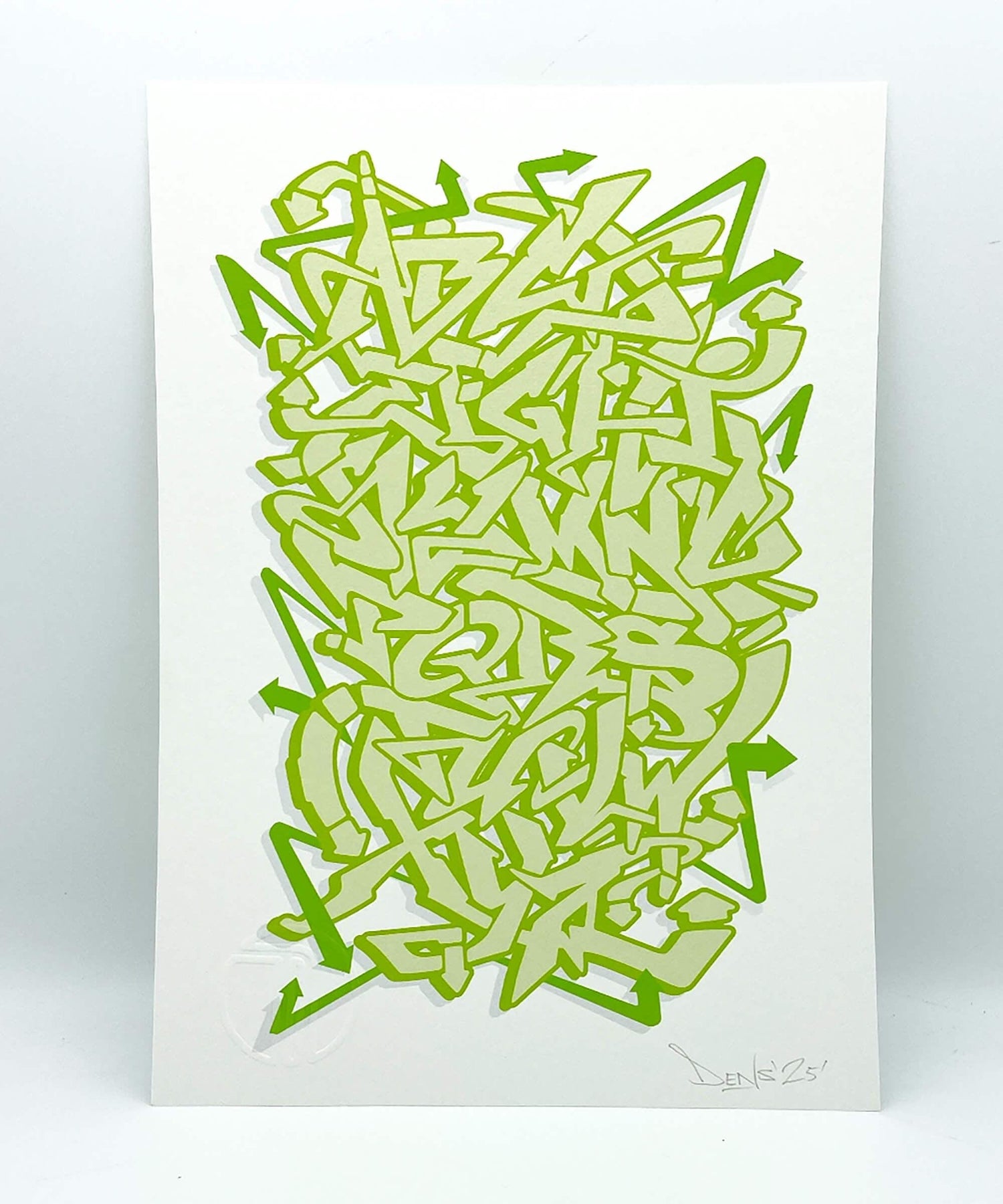 Green Graffiti Alphabet - Signed Fine Art Print on Museum Heritage Paper