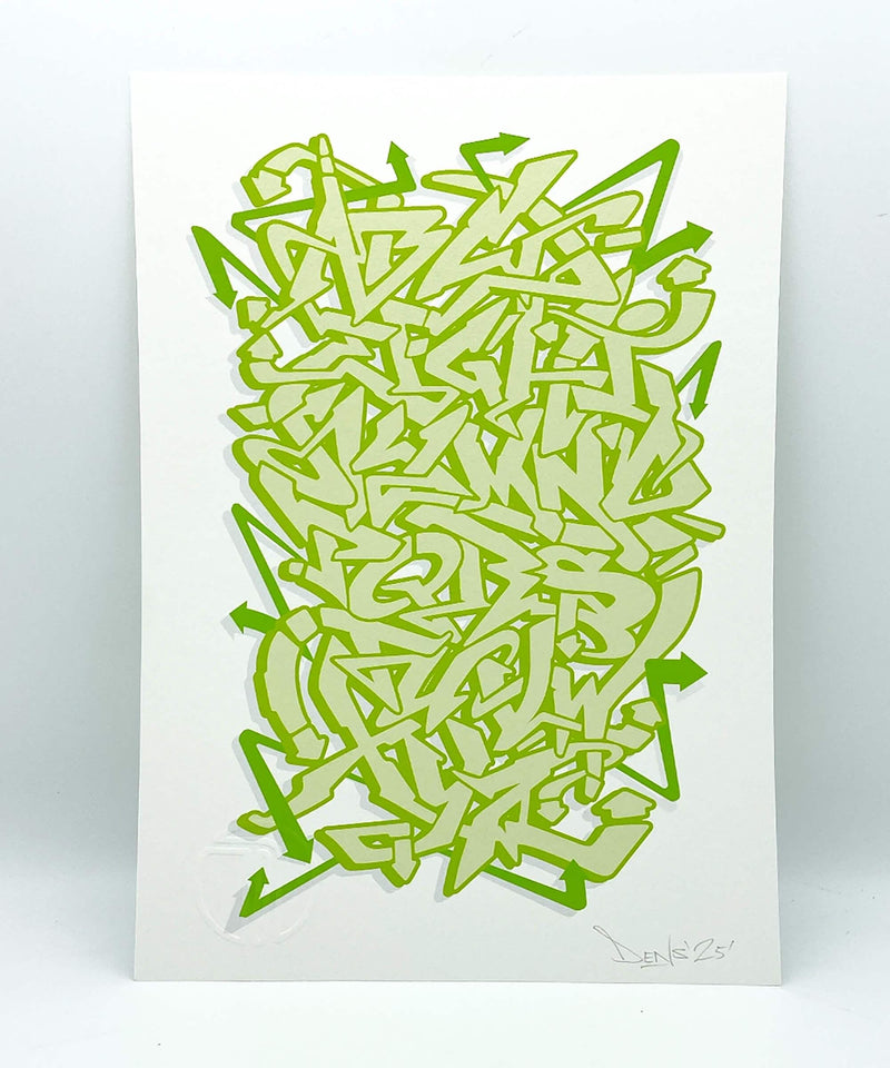 Green Graffiti Alphabet - Signed Fine Art Print on Museum Heritage Paper