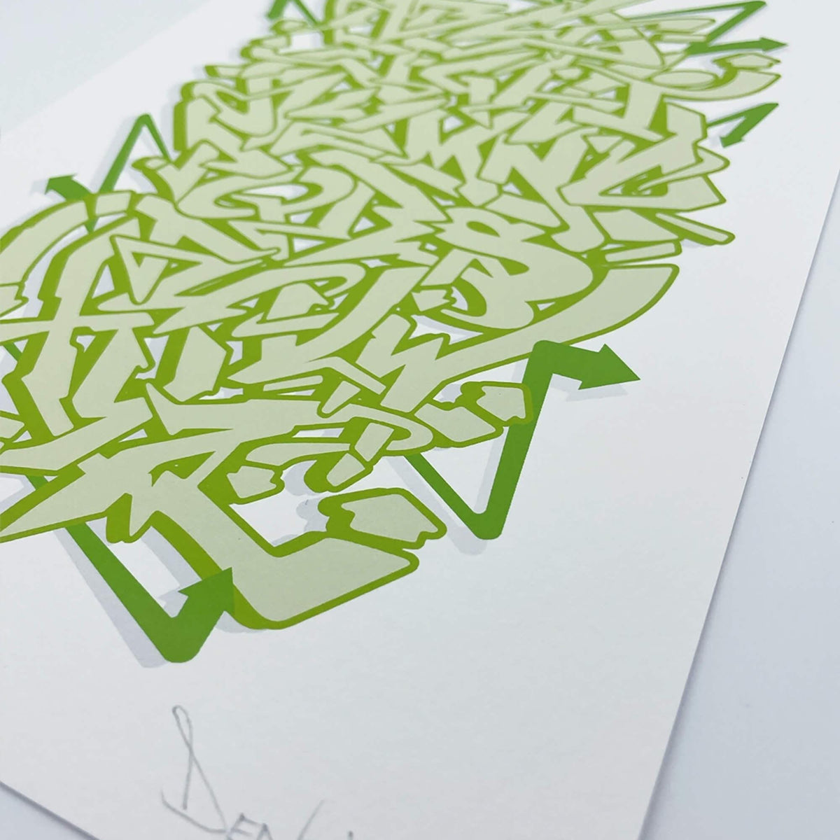 Green Graffiti Alphabet - Signed Fine Art Print on Museum Heritage Paper