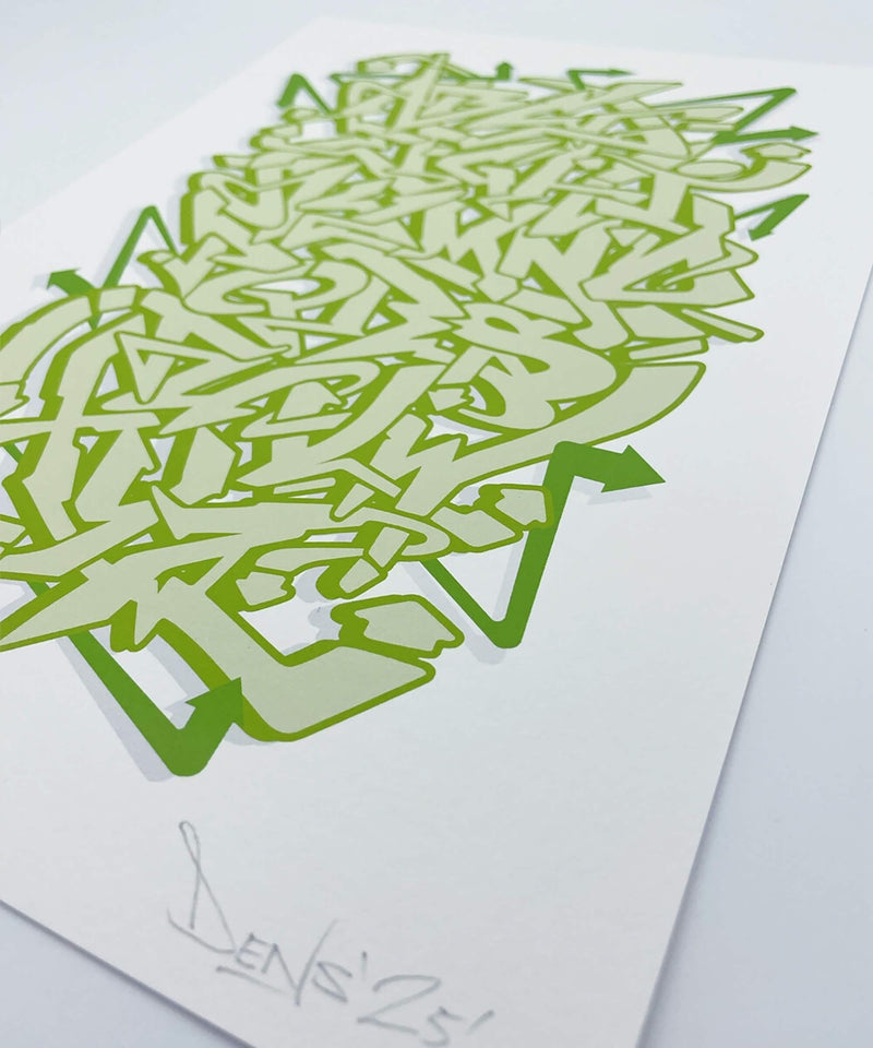 Green Graffiti Alphabet - Signed Fine Art Print on Museum Heritage Paper