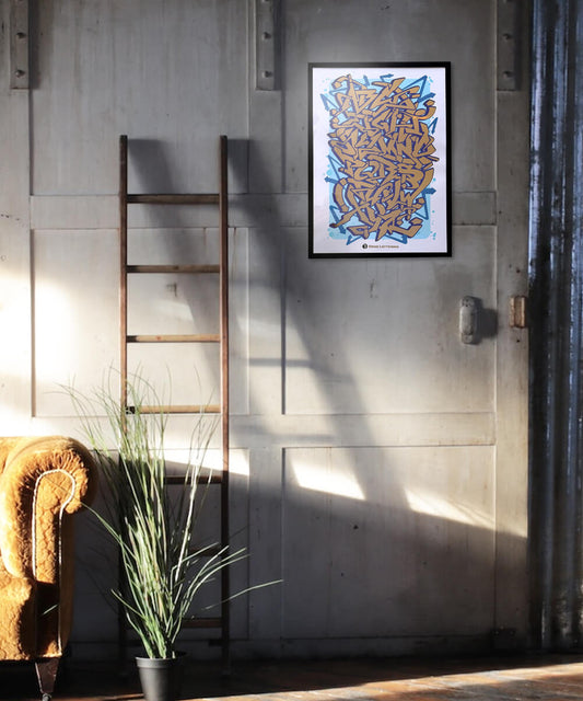 Graphic print, gold foil print, typography print, graffiti print