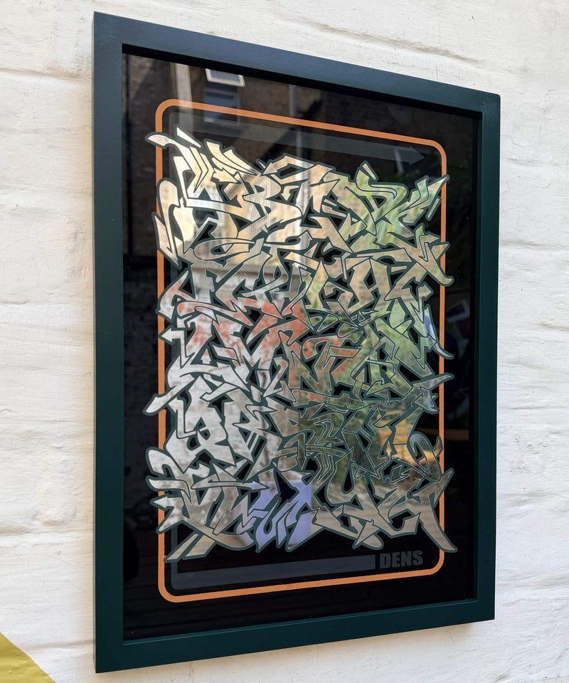 Silver leaf wild style graffiti Alphabet - Framed