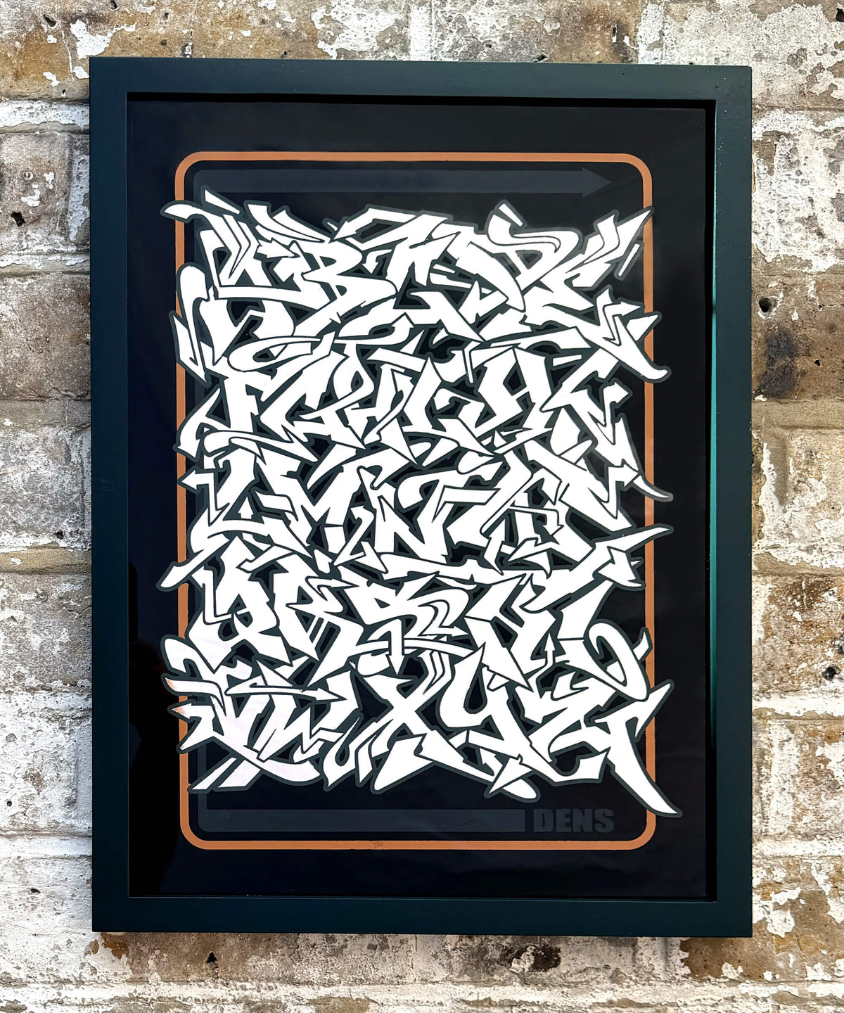 Silver leaf wild style graffiti Alphabet - Framed