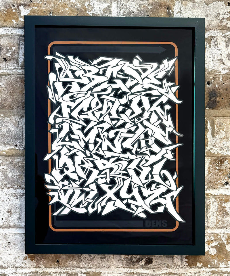 Silver leaf wild style graffiti Alphabet - Framed