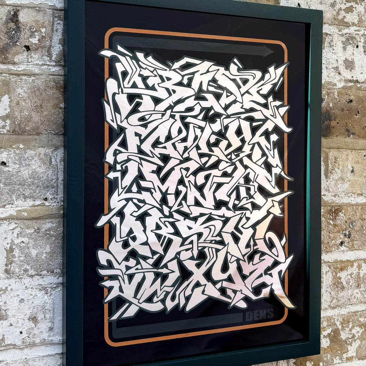 Silver leaf wild style graffiti Alphabet - Framed