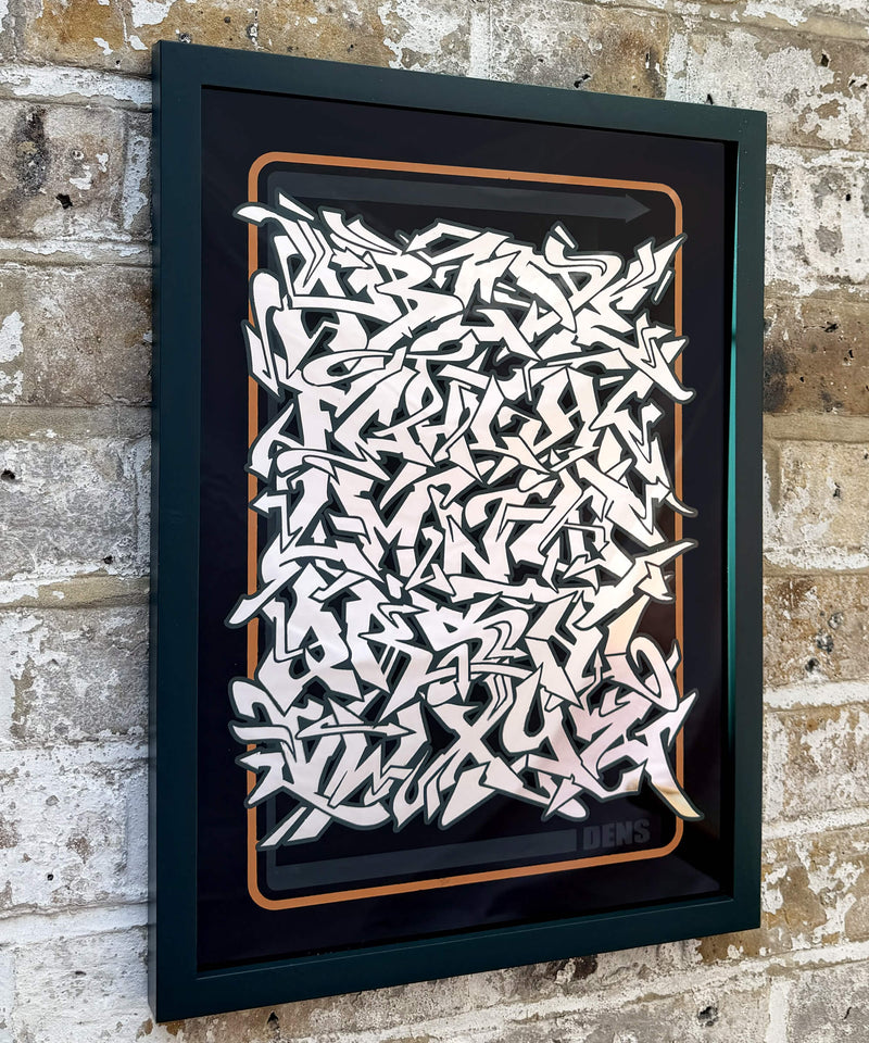 Silver leaf wild style graffiti Alphabet - Framed